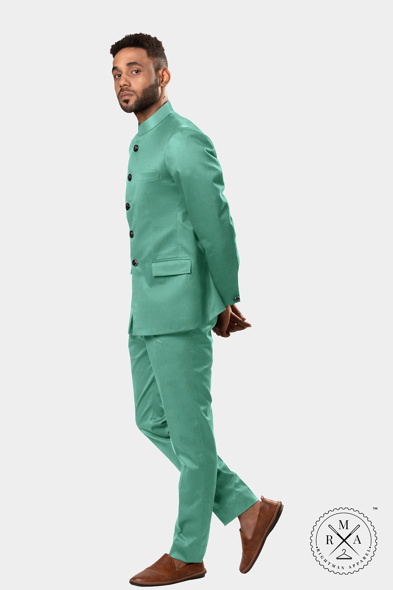 Sea Green Velvet Jodhpuri Suit SU295